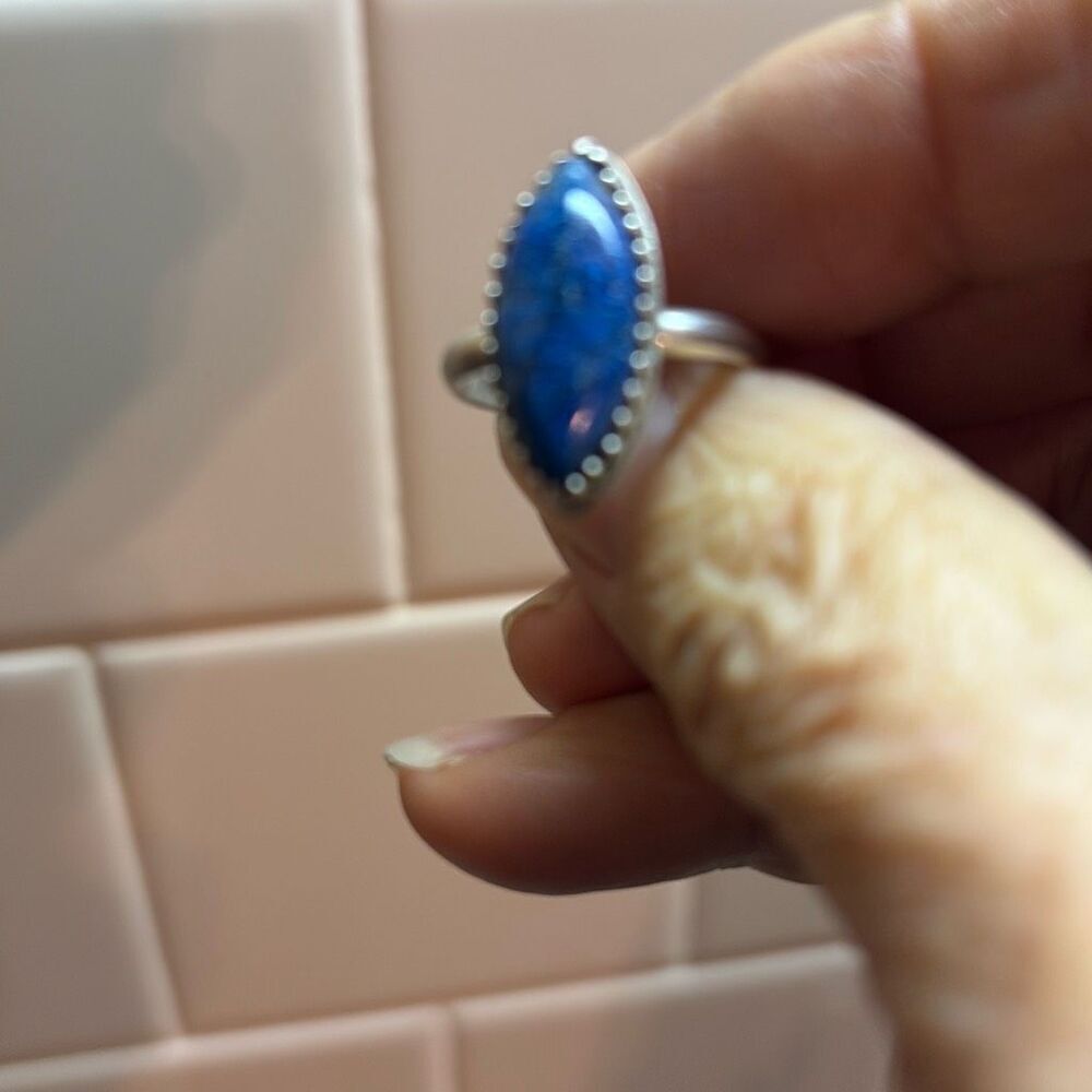 Ring, Blue Sodalite Stone and Sterling Silver Ring, size 8.5, NEW, Handmade